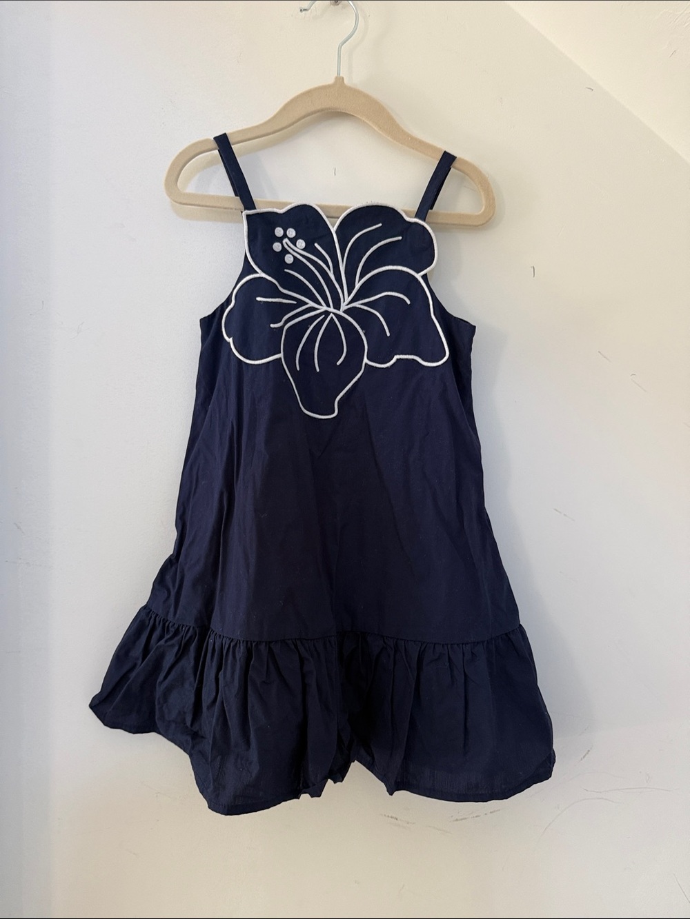 Janie and Jack Navy Dress with White Floral Applique